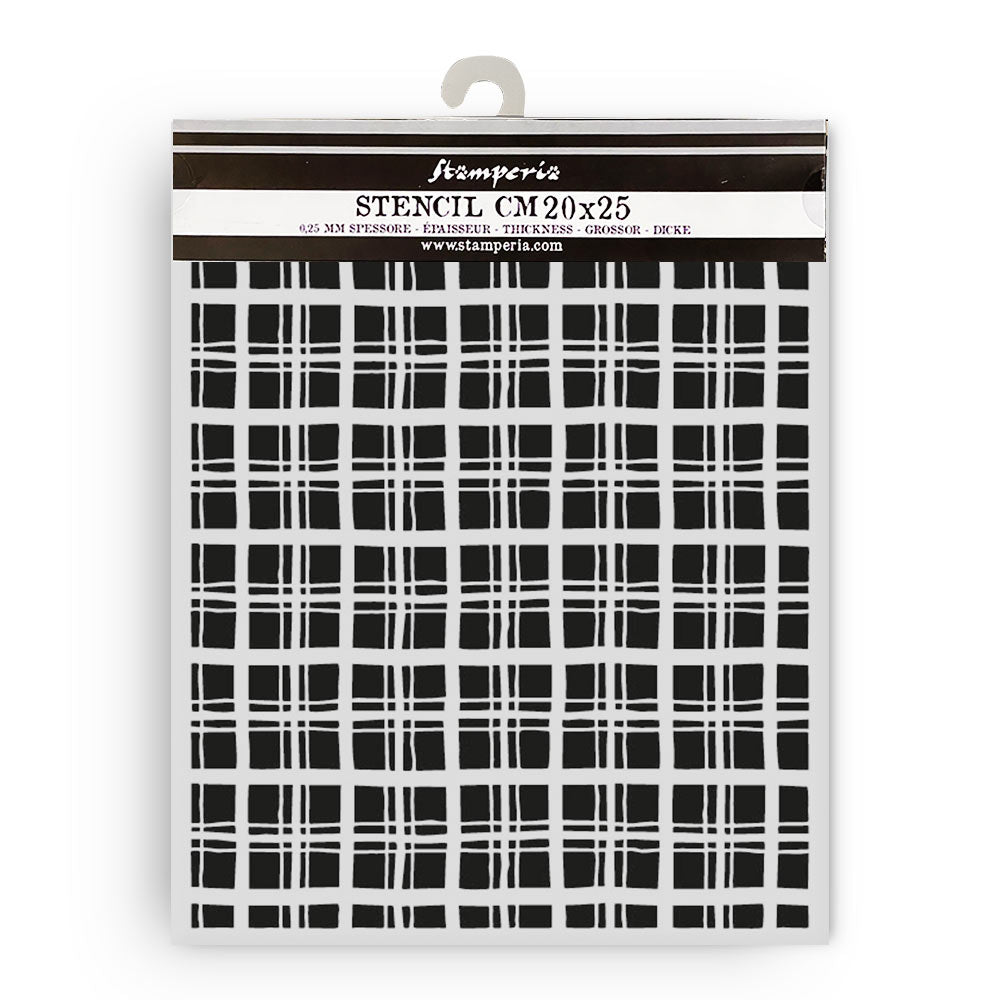 Stamperia Whispering Woods Collection - Mixed MediaArt Thick Stencil - Grids  - 20cm x 25cm