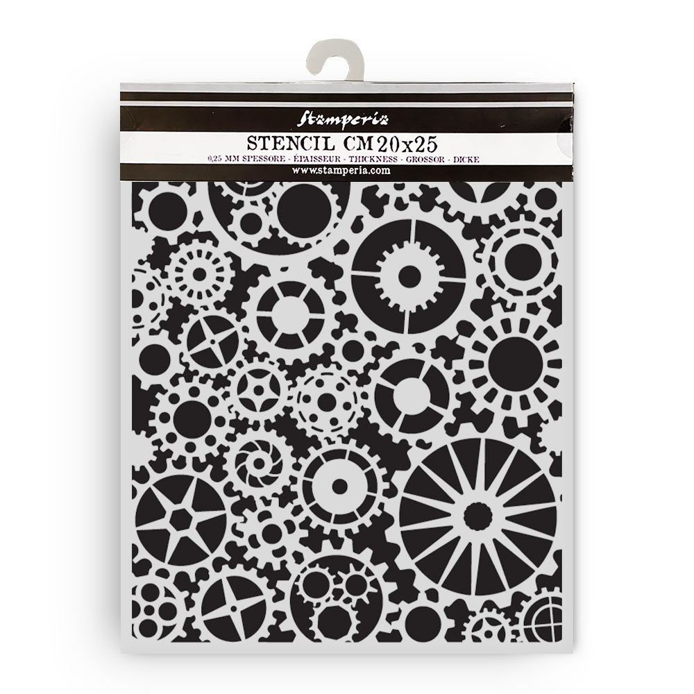 Stamperia Voyages Fantastiques Collection - Mixed MediaArt Thick Stencil - Mechanism - 20cm x 25cm