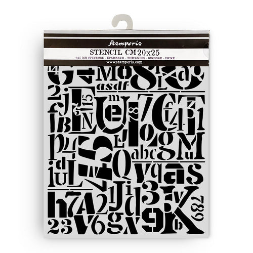 Stamperia Furry Friends Collection - Mixed MediaArt Thick Stencil - Numbers & Letters - 20cm x 25cm