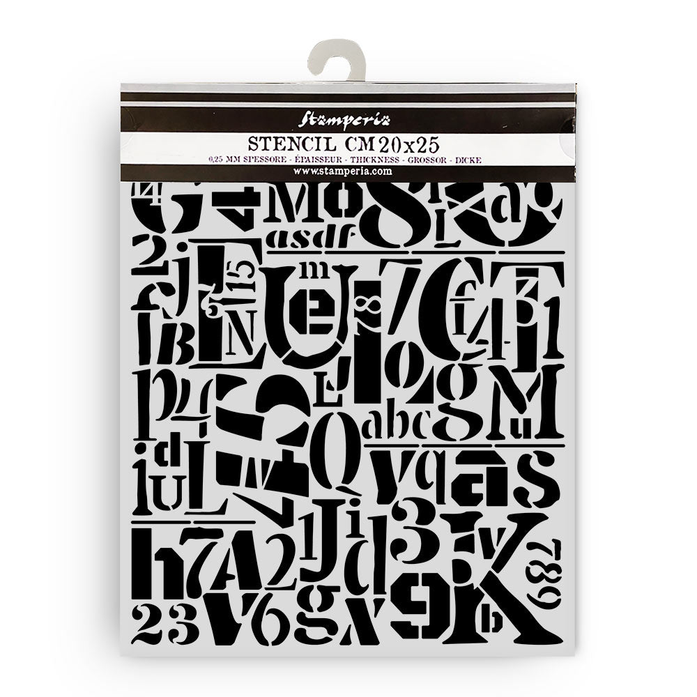 Stamperia Furry Friends Collection - Mixed MediaArt Thick Stencil - Numbers & Letters - 20cm x 25cm