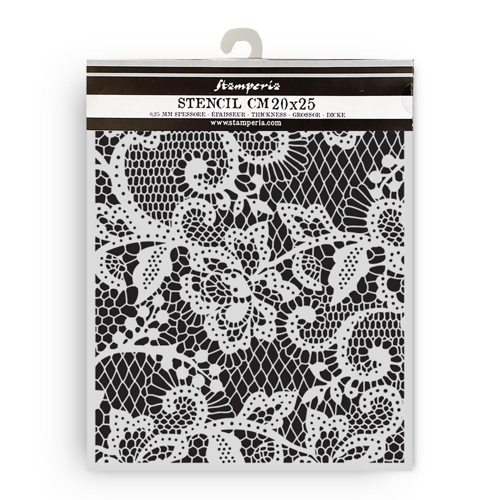 Stamperia Quiet Days Collection - Mixed MediaArt Thick Stencil - Floral Lace - 20cm x 25cm