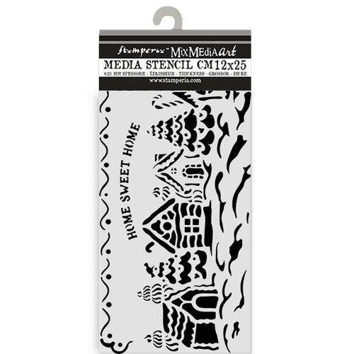 Stamperia Candy Christmas - Mixed MediaArt Thick Stencil - Home Sweet Home - 12cm x 25cm  SPKSTDL123