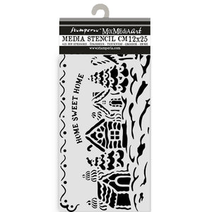 Stamperia Candy Christmas - Mixed MediaArt Thick Stencil - Home Sweet Home - 12cm x 25cm  SPKSTDL123