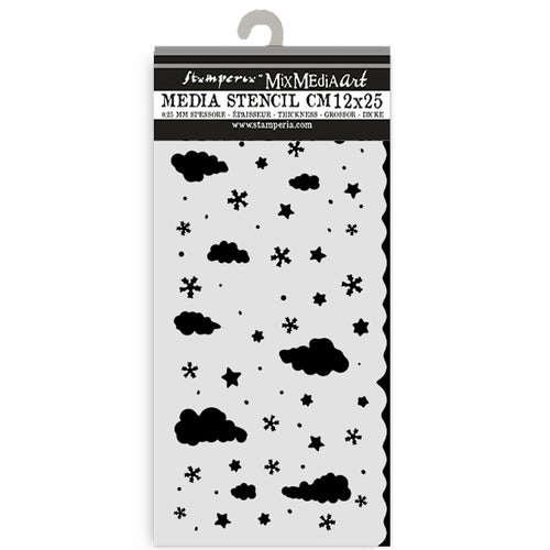 Stamperia Candy Christmas - Mixed MediaArt Thick Stencil - Clouds & Snowflakes - 12cm x 25cm  SPKSTDL124 (Copy)