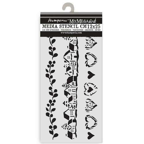 Stamperia Owl's House Collection - Mixed MediaArt Thick Stencil - 3 Stripes - 12cm x 25cm  SPKSTDL128