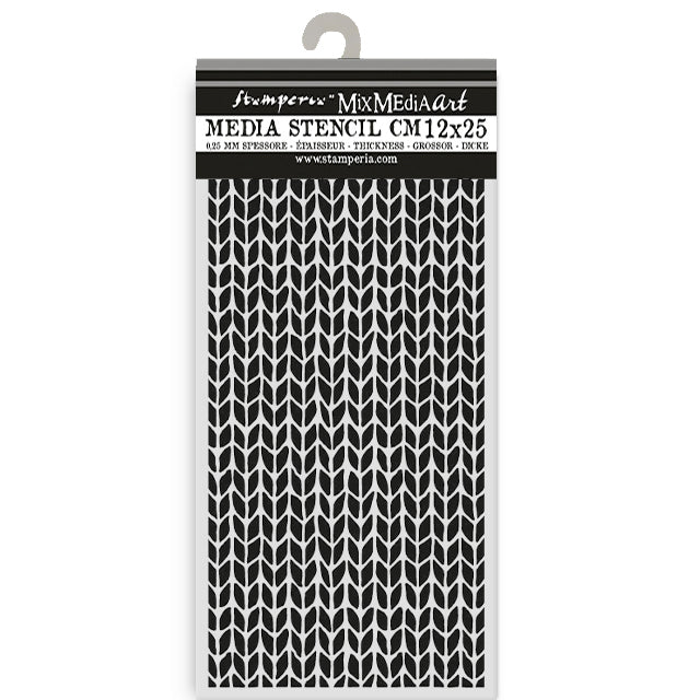 Stamperia Whispering Woods Collection - Mixed MediaArt Thick Stencil - Knit Pattern - 12cm x 25cm