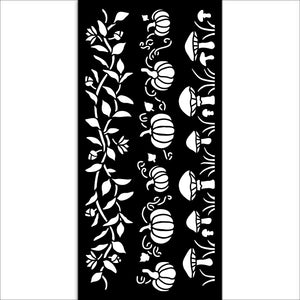 Stamperia Whispering Woods Collection - Mixed MediaArt Thick Stencil - Leaves, Pumpkins & Toadstools - 12cm x 25cm