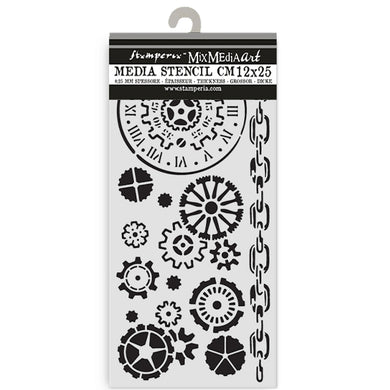 Stamperia Voyages Fantastiques Collection - Mixed MediaArt Thick Stencil - Cogs - 12cm x 25cm