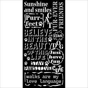 Stamperia Furry Friends Collection - Mixed MediaArt Thick Stencil - Quotes - 12cm x 25cm