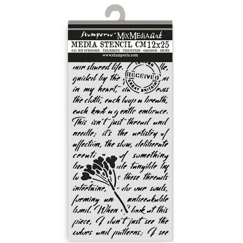Stamperia - Quiet Days Collection - Mixed MediaArt Thick Stencil - Manuscript - 12cm x 25cm