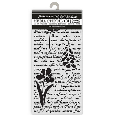 Stamperia - Herbarium Silvae Collection - Mixed MediaArt Thick Stencil - Letter with Flowers - 12cm x 25cm