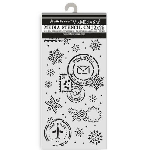 Stamperia Gear Up For Christmas Collection - Mixed MediaArt Thick Stencil - Snowflakes - 12cm x 25cm