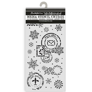 Stamperia Gear Up For Christmas Collection - Mixed MediaArt Thick Stencil - Snowflakes - 12cm x 25cm