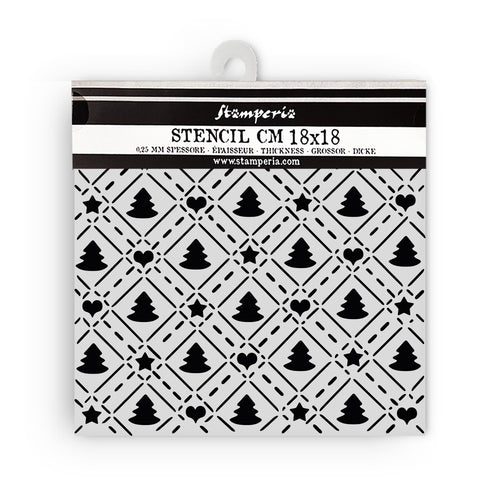 Stamperia Candy Christmas - Mixed MediaArt Thick Stencil -Christmas Trees - 18cm x 18cm SPKSTDQ123
