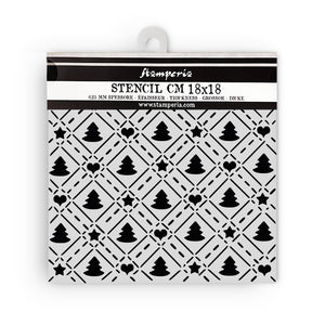 Stamperia Candy Christmas - Mixed MediaArt Thick Stencil -Christmas Trees - 18cm x 18cm SPKSTDQ123