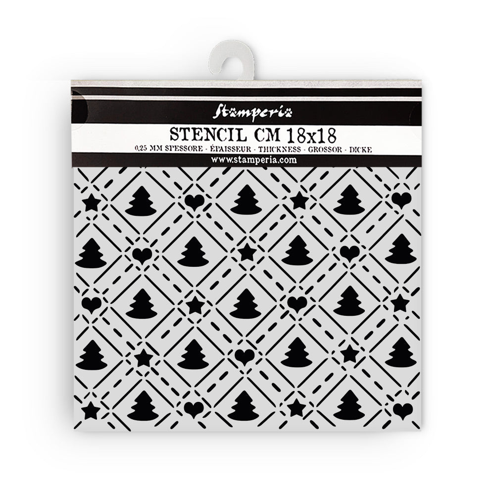Stamperia Candy Christmas - Mixed MediaArt Thick Stencil -Christmas Trees - 18cm x 18cm SPKSTDQ123