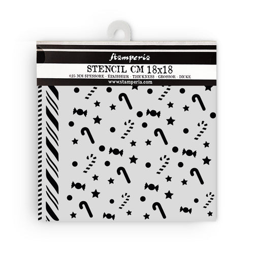 Stamperia Candy Christmas - Mixed MediaArt Thick Stencil - Candy Canes - 18cm x 18cm SPKSTDQ124