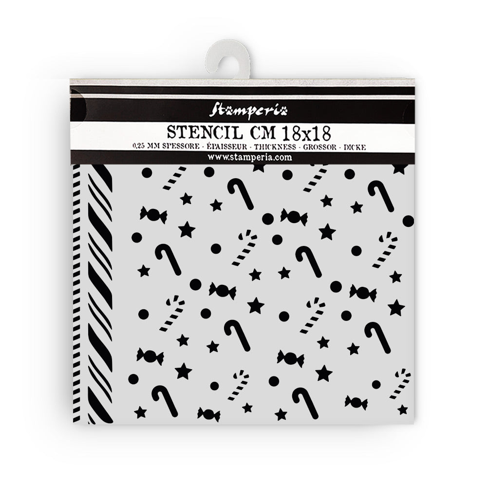 Stamperia Candy Christmas - Mixed MediaArt Thick Stencil - Candy Canes - 18cm x 18cm SPKSTDQ124