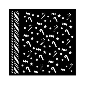 Stamperia Candy Christmas - Mixed MediaArt Thick Stencil - Candy Canes - 18cm x 18cm SPKSTDQ124