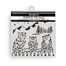 Stamperia Owl's House Collection - Mixed MediaArt Thick Stencil - Owls - 18cm x 18cm SPKSTDQ125