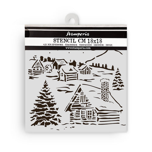 Stamperia Owl's House Collection - Mixed MediaArt Thick Stencil - Cottage - 18cm x 18cm SPKSTDQ126
