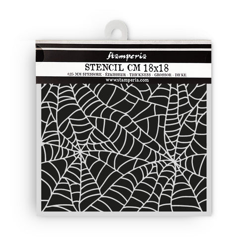 Stamperia Whispering Woods Collection - Mixed MediaArt Thick Stencil - Cobwebs - 18cm x 18cm