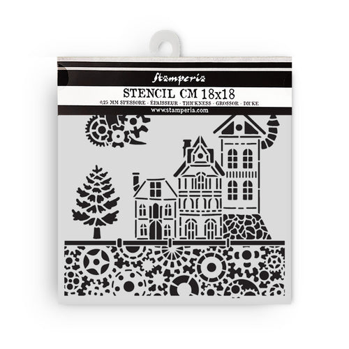 Stamperia Gear Up For Christmas Collection - Mixed MediaArt Thick Stencil - Houses - 18cm x 18cm