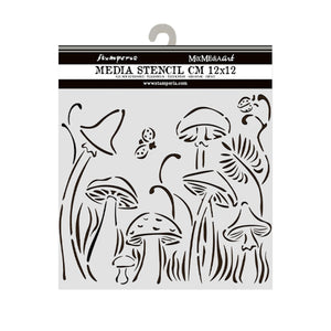 Stamperia Mixed MediaArt Thick Stencil - Hidden Grove - Mushrooms 12cm x 12cm KSTDS31