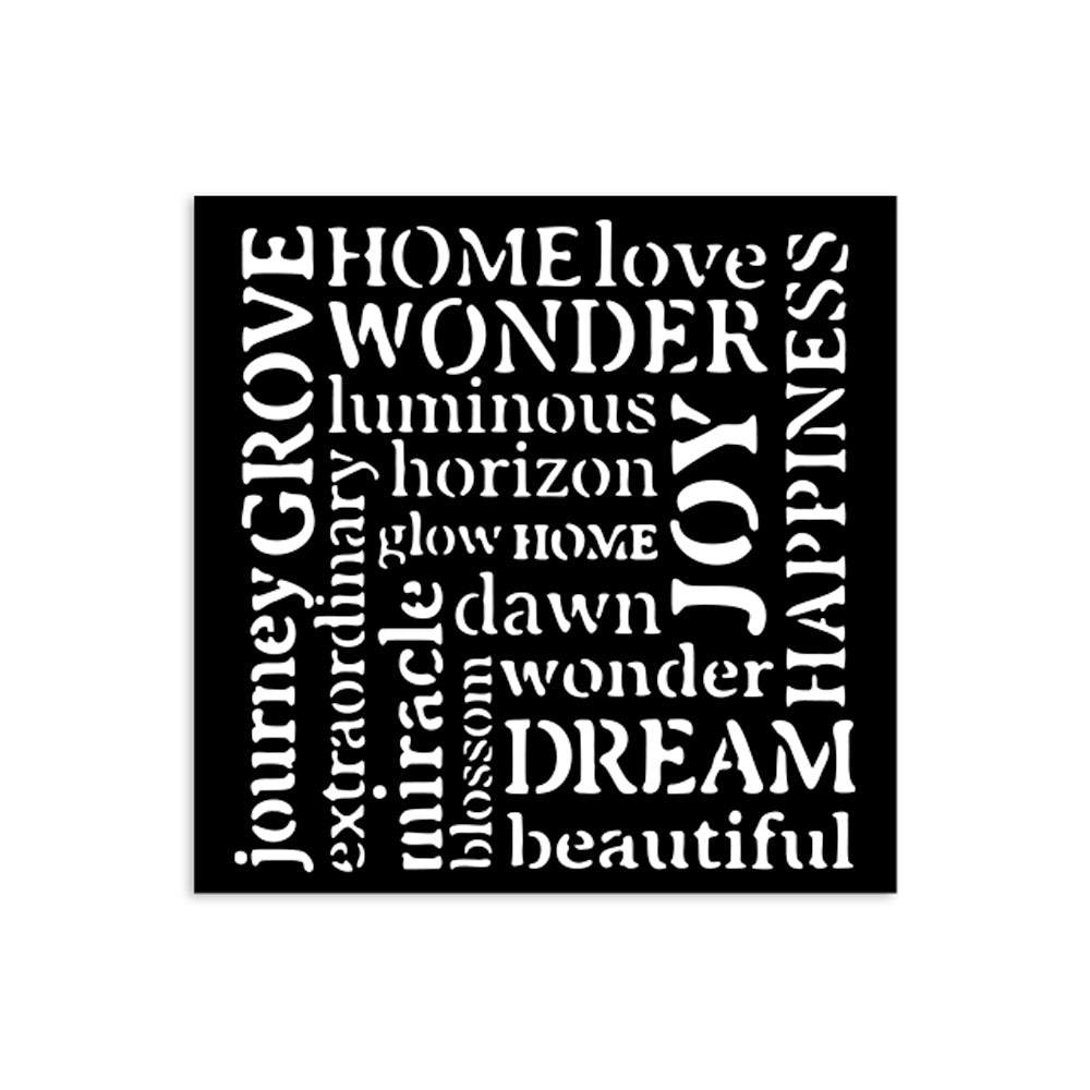 Stamperia Mixed MediaArt Thick Stencil - Hidden Grove - Words 12cm x 12cm KSTDS32