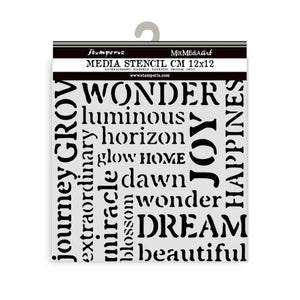 Stamperia Mixed MediaArt Thick Stencil - Hidden Grove - Words 12cm x 12cm KSTDS32