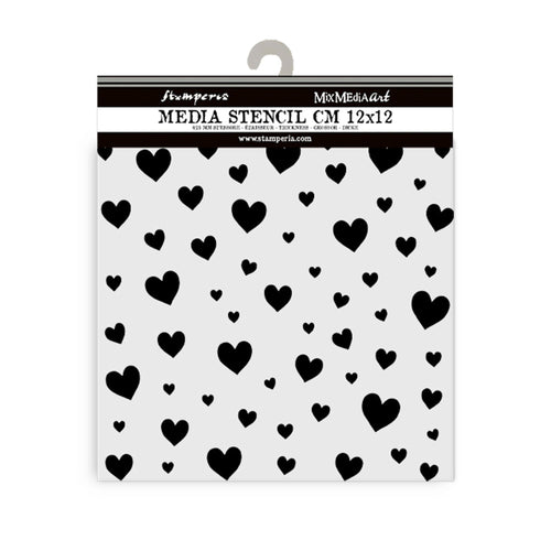 Stamperia Mixed MediaArt Thick Stencil - Timeless - Hearts 12cm x 12cm KSTDS42