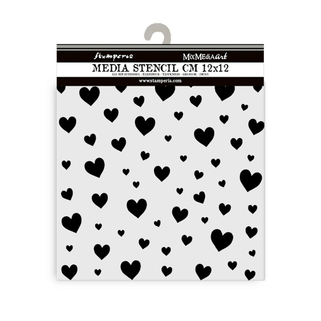 Stamperia Mixed MediaArt Thick Stencil - Timeless - Hearts 12cm x 12cm KSTDS42