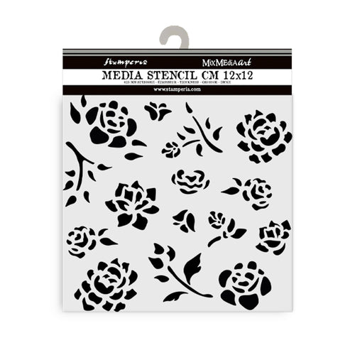 Stamperia Mixed MediaArt Thick Stencil - Timeless - Buds 12cm x 12cm KSTDS43