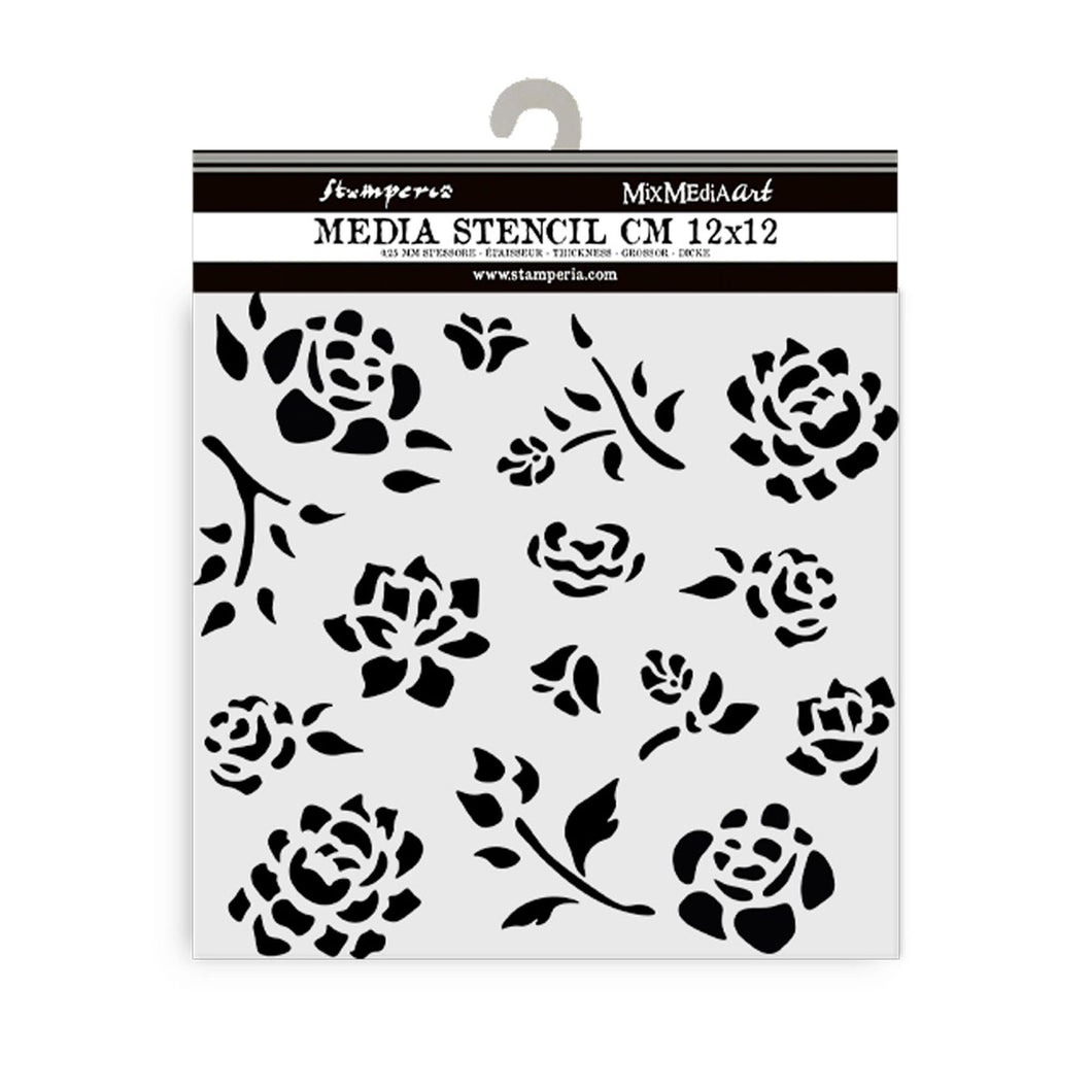 Stamperia Mixed MediaArt Thick Stencil - Timeless - Buds 12cm x 12cm KSTDS43