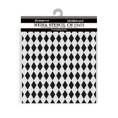 Stamperia Mixed MediaArt Thick Stencil - Alice in Christmas Collection -  12cm x 12cm KSTDS54