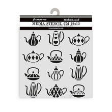 Stamperia Mixed MediaArt Thick Stencil - Alice in Christmas Collection - Teapots 12cm x 12cm KSTDS56