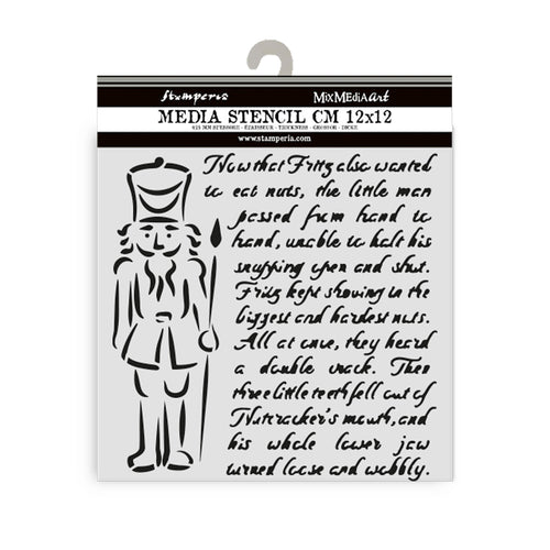Stamperia Mixed MediaArt Thick Stencil - Alice in Christmas Collection - Guard 12cm x 12cm KSTDS58