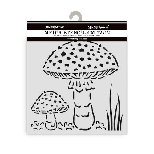 Stamperia Mixed MediaArt Thick Stencil - Whispering Woods Collection - Toadstool - 12cm x 12cm