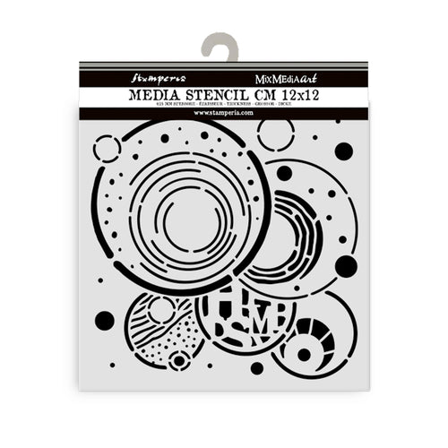 Stamperia Mixed MediaArt Thick Stencil - Furry Friends Collection - Vibrant Circles - 12cm x 12cm