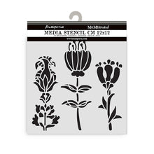 Stamperia Mixed MediaArt Thick Stencil - Furry Friends Collection - Stylised Flowers - 12cm x 12cm