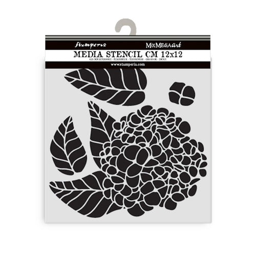 Stamperia Mixed MediaArt Thick Stencil - Quiet Days Collection -Hydrangea - 12cm x 12cm