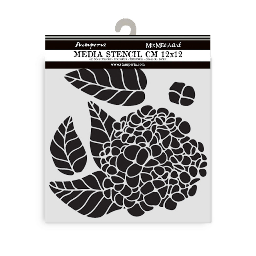 Stamperia Mixed MediaArt Thick Stencil - Quiet Days Collection -Hydrangea - 12cm x 12cm