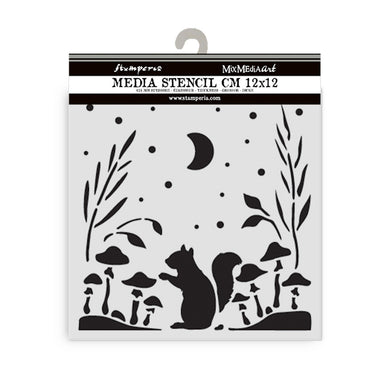 Stamperia Mixed MediaArt Thick Stencil - Herbarium Silvae Collection - Squirrel - 12cm x 12cm