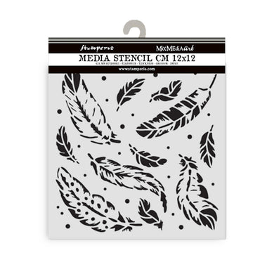 Stamperia Mixed MediaArt Thick Stencil - Herbarium Silvae Collection - Feather Pattern - 12cm x 12cm