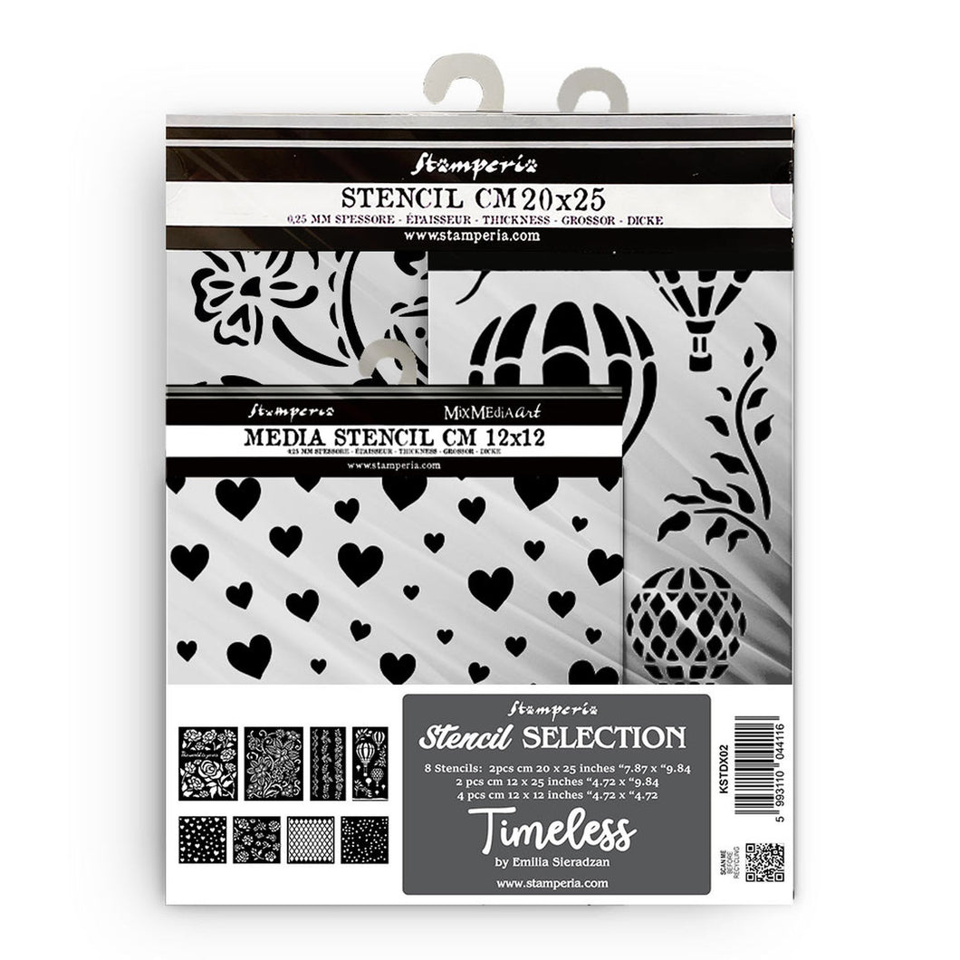 Stamperia - Timeless Collection - Stencil Selection - (8 different designs) KSTDX02