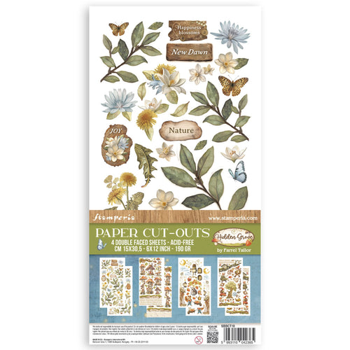 Stamperia Romantic Collection Hidden Grove Paper Cut Outs - 4 double faced sheets 15 x 30.5cm SBBCT10