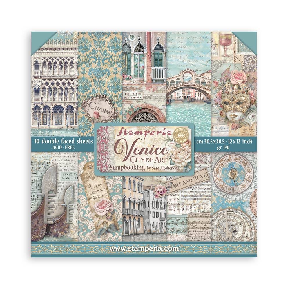 Stamperia Venice City of Art - 12” x 12” Pad - 10 double faced sheets - SPSBBL172