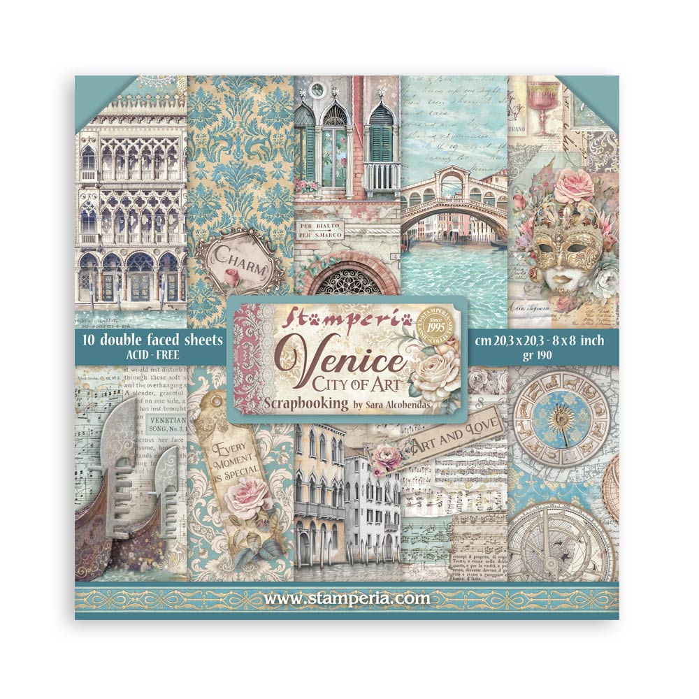 Stamperia Venice City of Art 8” x 8” Pad - 8 double faced sheets - SPSBBS128
