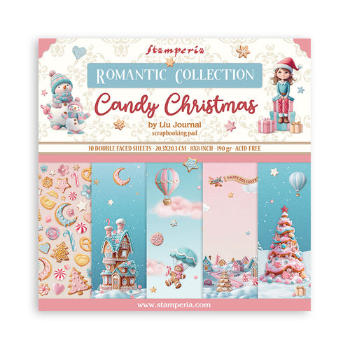 Stamperia Candy Christmas 8” x 8” Pad - 8 double faced sheets - SPSBBS129