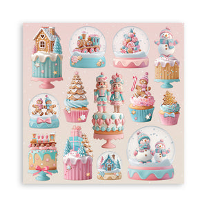 Stamperia Candy Christmas 8” x 8” Pad - 8 double faced sheets - SPSBBS129